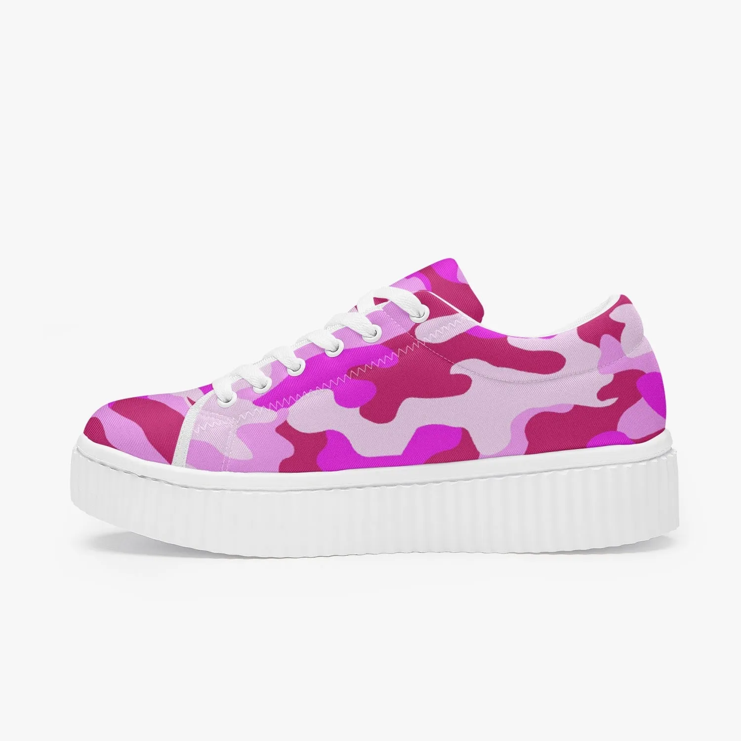 Pink Camo Women’s Low Top Platform Sneakers