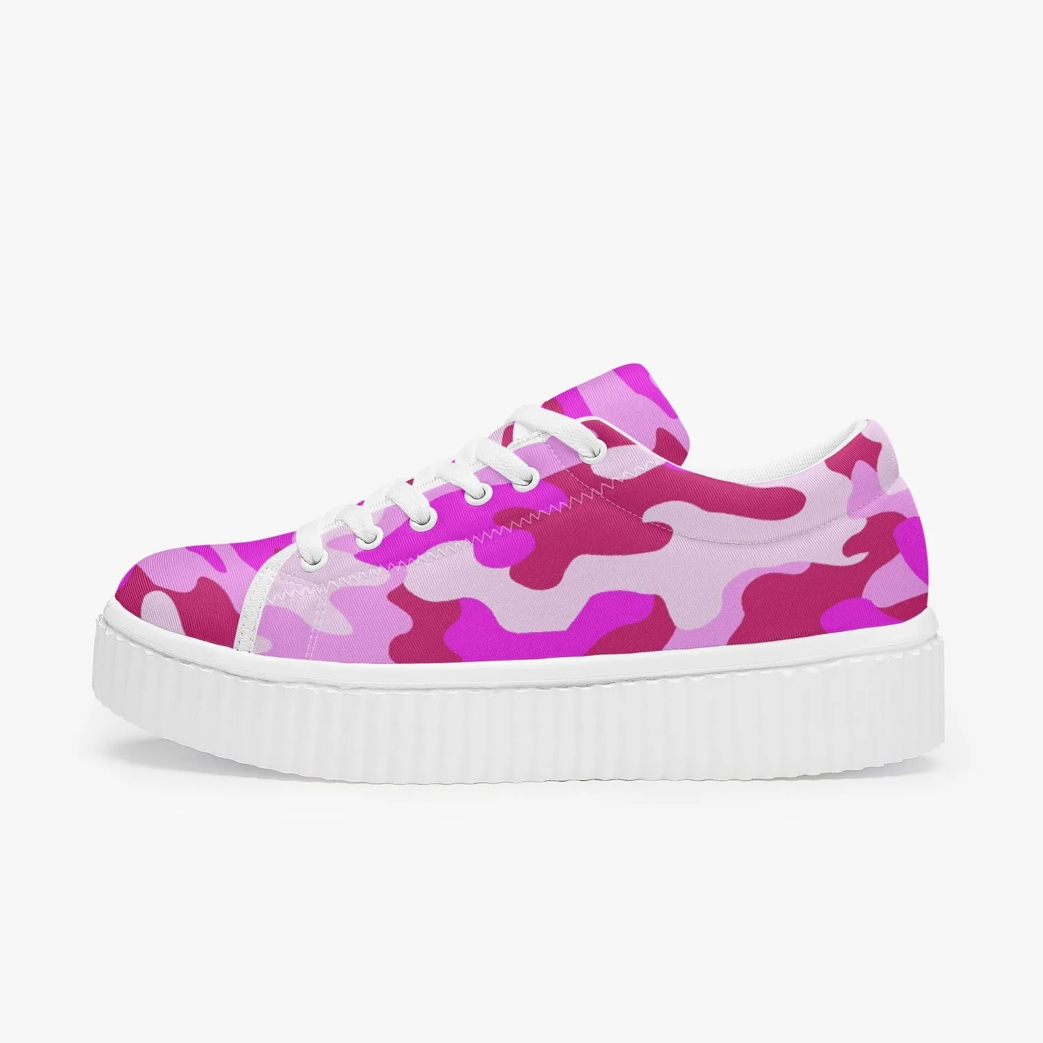 Pink Camo Women’s Low Top Platform Sneakers