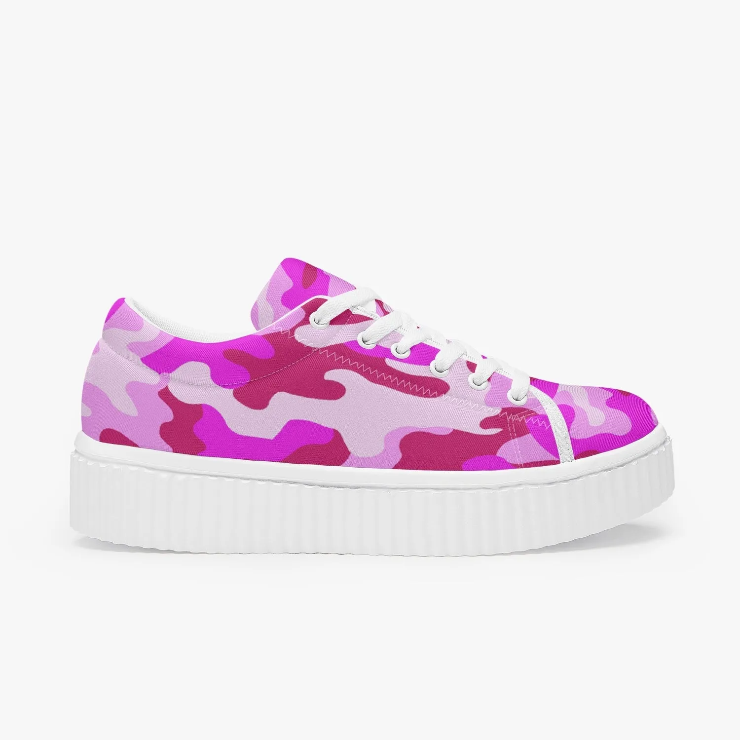 Pink Camo Women’s Low Top Platform Sneakers