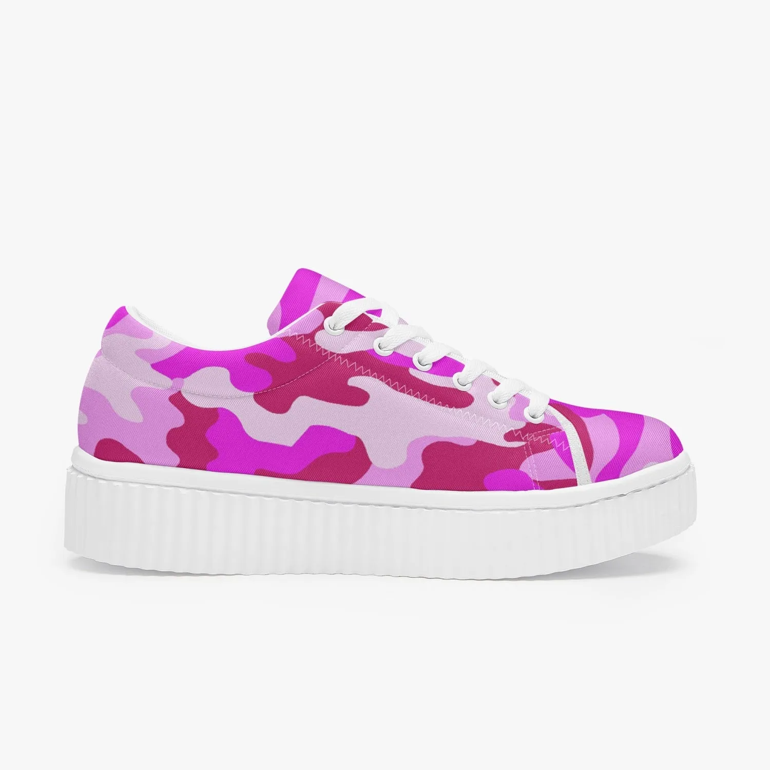 Pink Camo Women’s Low Top Platform Sneakers