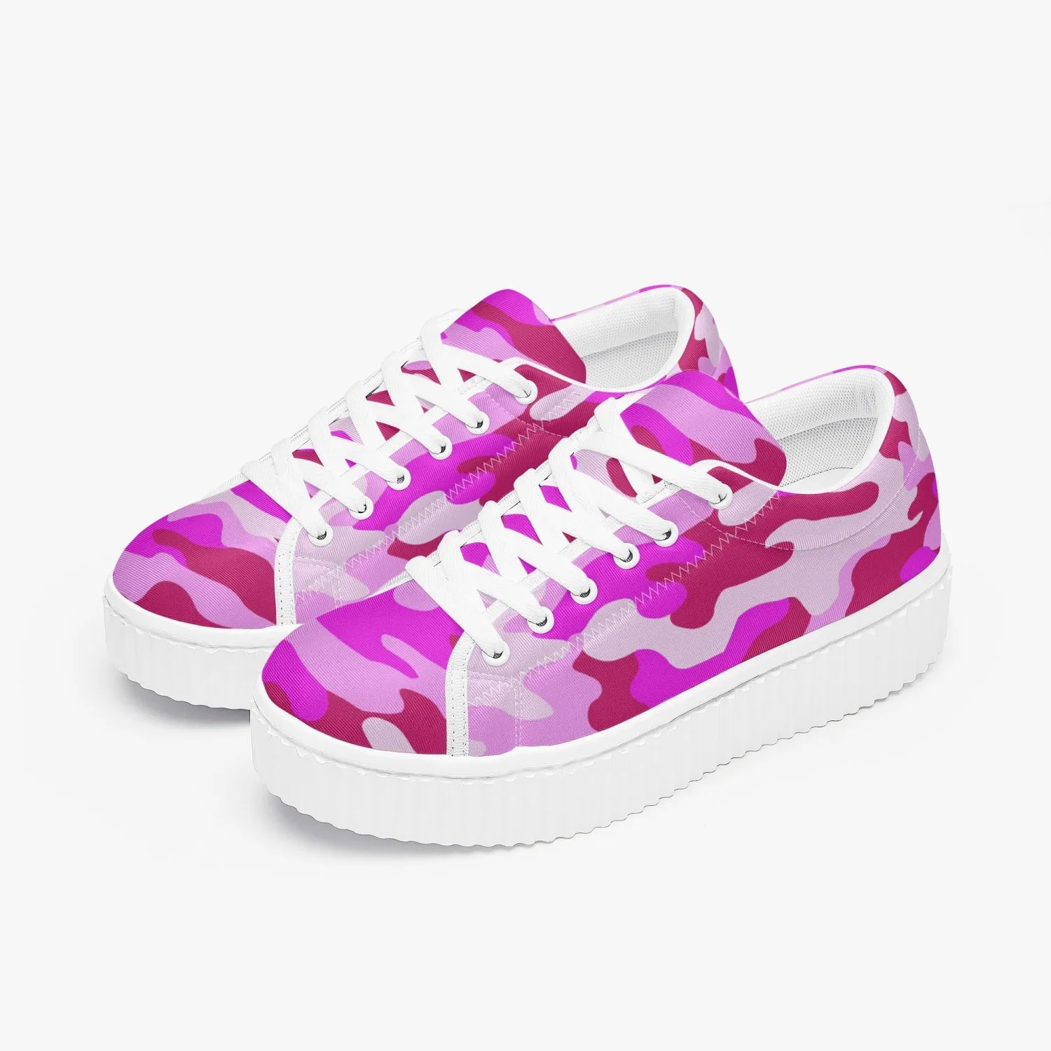 Pink Camo Women’s Low Top Platform Sneakers