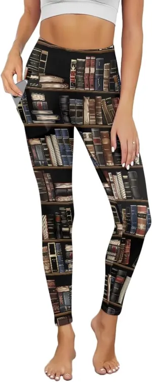 POLERO Womens Leggings Cute Yoga Pants with Pockets Tummy Control Casual High Waist Leggings XS-3XL