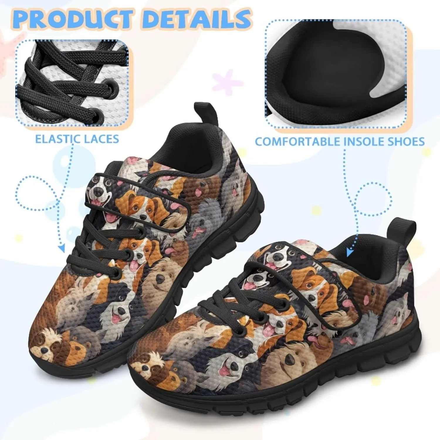 Puppy Dog Girls Boys Running Sneakers Hiking Shoes Fitness & Cross-Training Shoes Outdoor Sneaker