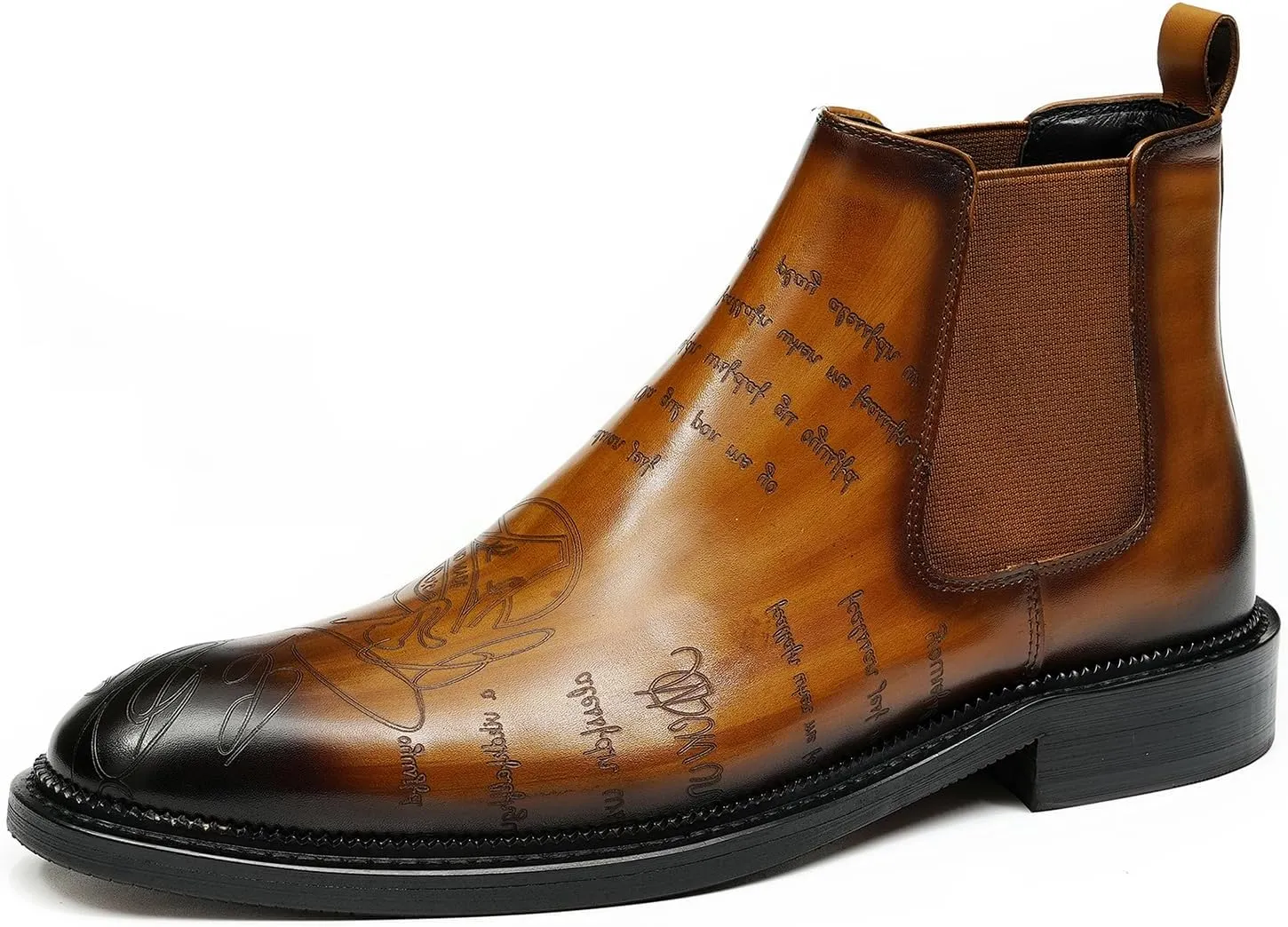 Santimon Men's Genuine Leather Pionted Toe Chelsea Boots Dress Formal Winter Warm Cotton Ankle Brogues Boots