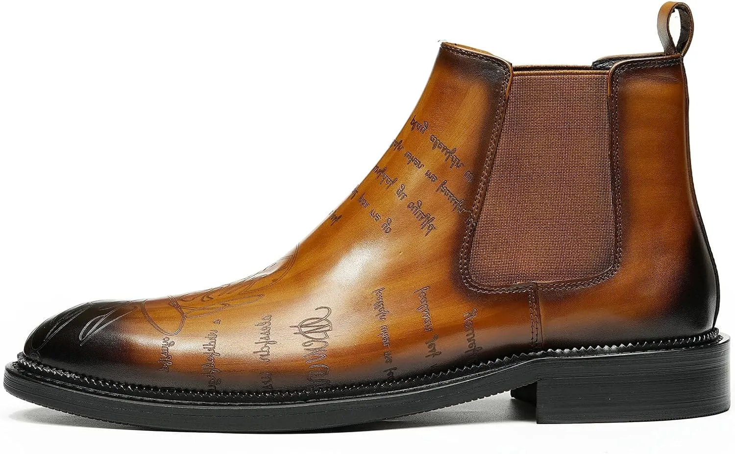 Santimon Men's Genuine Leather Pionted Toe Chelsea Boots Dress Formal Winter Warm Cotton Ankle Brogues Boots