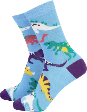 Smiling Faces MAKING SMILES SINCE 2001 Sock Therpay Womens Novelty Socks Funky Pattern Colorful Fun Dress Smart Design Comfortable Breathable - Dinosaurs