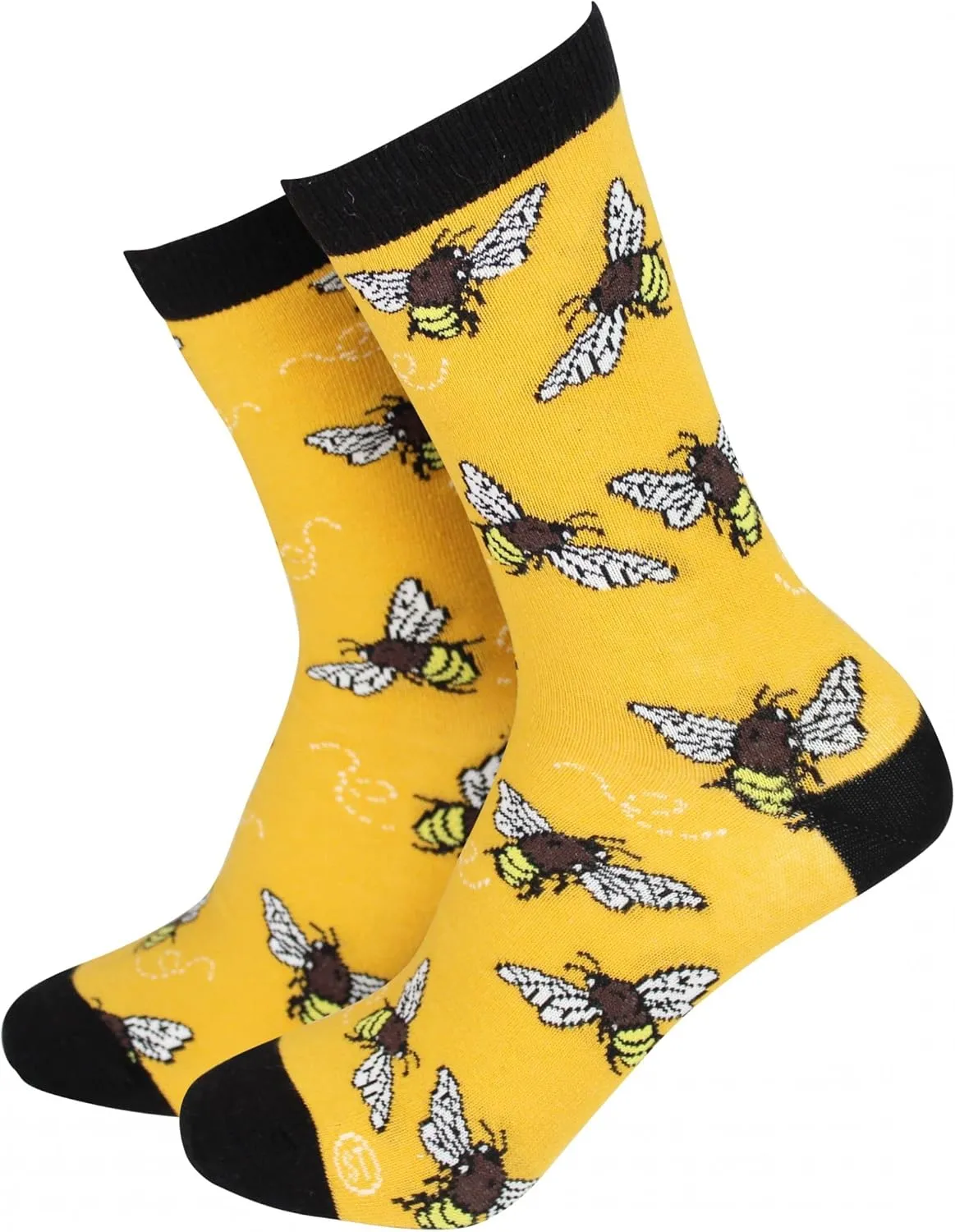 Smiling Faces MAKING SMILES SINCE 2001 Sock Therpay Womens Novelty Socks Funky Pattern Colorful Fun Dress Socks Smart Design Comfortable Breathable Socks - Bee