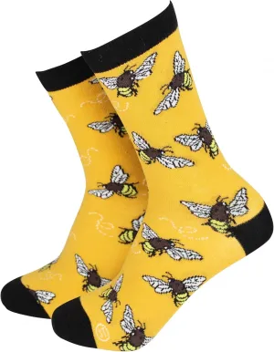Smiling Faces MAKING SMILES SINCE 2001 Sock Therpay Womens Novelty Socks Funky Pattern Colorful Fun Dress Socks Smart Design Comfortable Breathable Socks - Bee