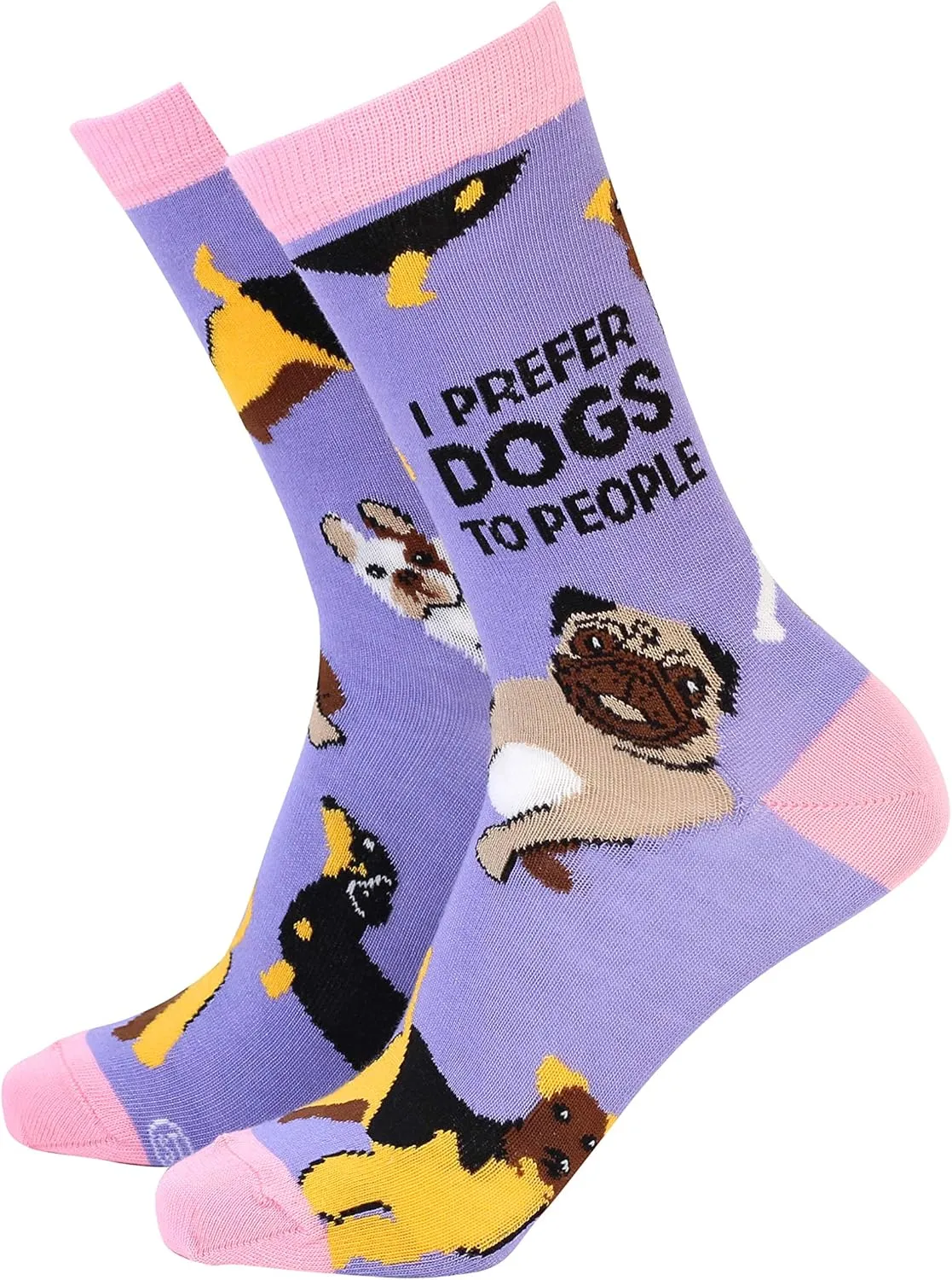 Smiling Faces MAKING SMILES SINCE 2001 Sock Therpay Womens Novelty Socks Funky Pattern Colorful Fun Dress Socks Smart Design Comfortable Socks - I Prefer Dogs