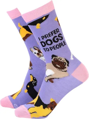 Smiling Faces MAKING SMILES SINCE 2001 Sock Therpay Womens Novelty Socks Funky Pattern Colorful Fun Dress Socks Smart Design Comfortable Socks - I Prefer Dogs