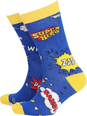 Sock Therpay Mens Novelty Socks Funky Pattern Colorful Fun Dress Socks Smart Design Comfortable Breathable Socks - Superhero
