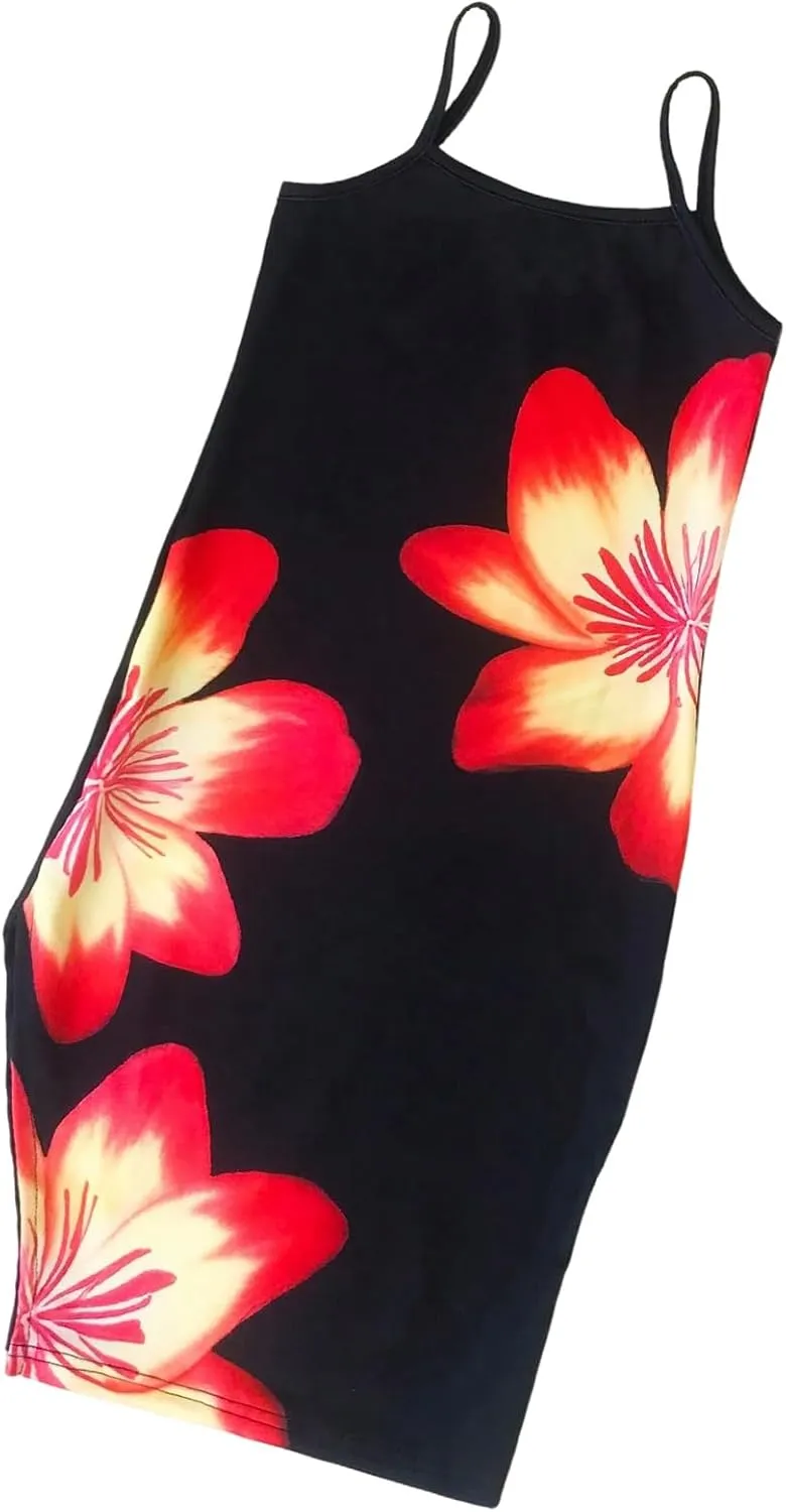 SOLY HUX Toddler Girl's Summer Floral Print Split Cami Dress Spaghetti Strap Midi Dresses
