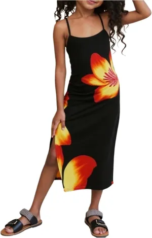 SOLY HUX Toddler Girl's Summer Floral Print Split Cami Dress Spaghetti Strap Midi Dresses