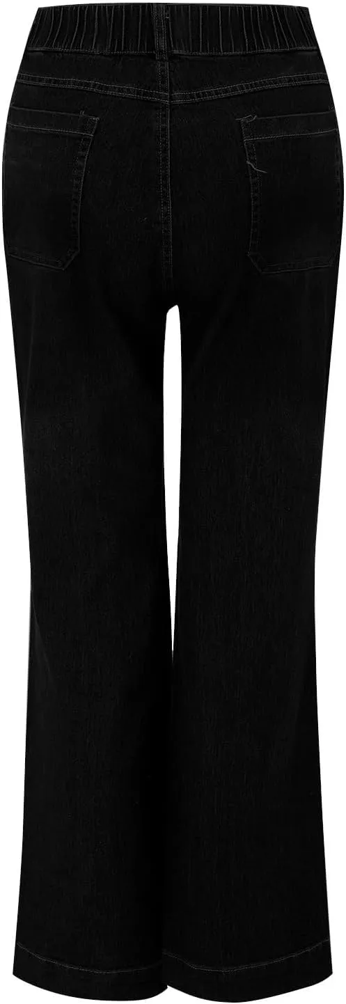 Stylish Wide-Leg Jeans for Women High-Waisted Formal Occasion Flattering Casual Pants Slimming Leisure Trendy Trouser