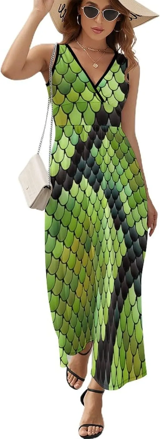Summer Casual Tunic Dress V-Neck Sleeveless Fitted Beach Swing Dress