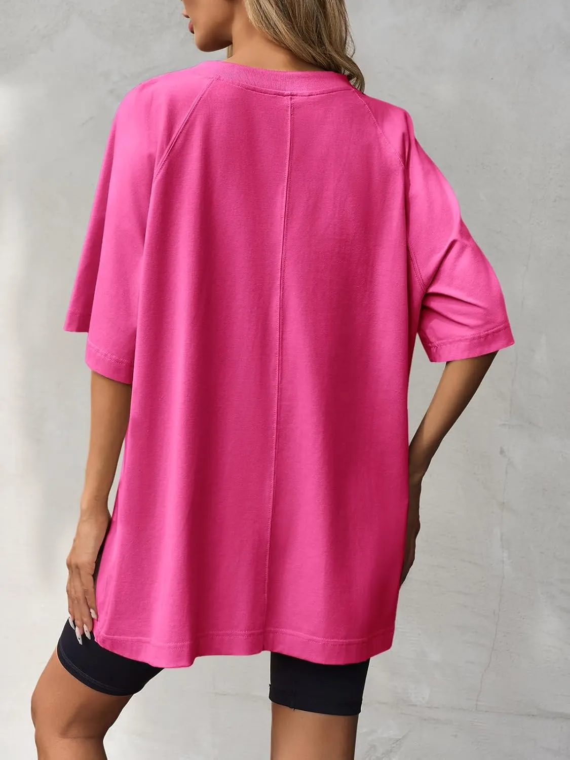 Tankaneo Womens Oversized Tshirts Crew Neck Short Raglan Sleeve Tunic Tops Summer Casual Loose Fit Workout Tee Shirts