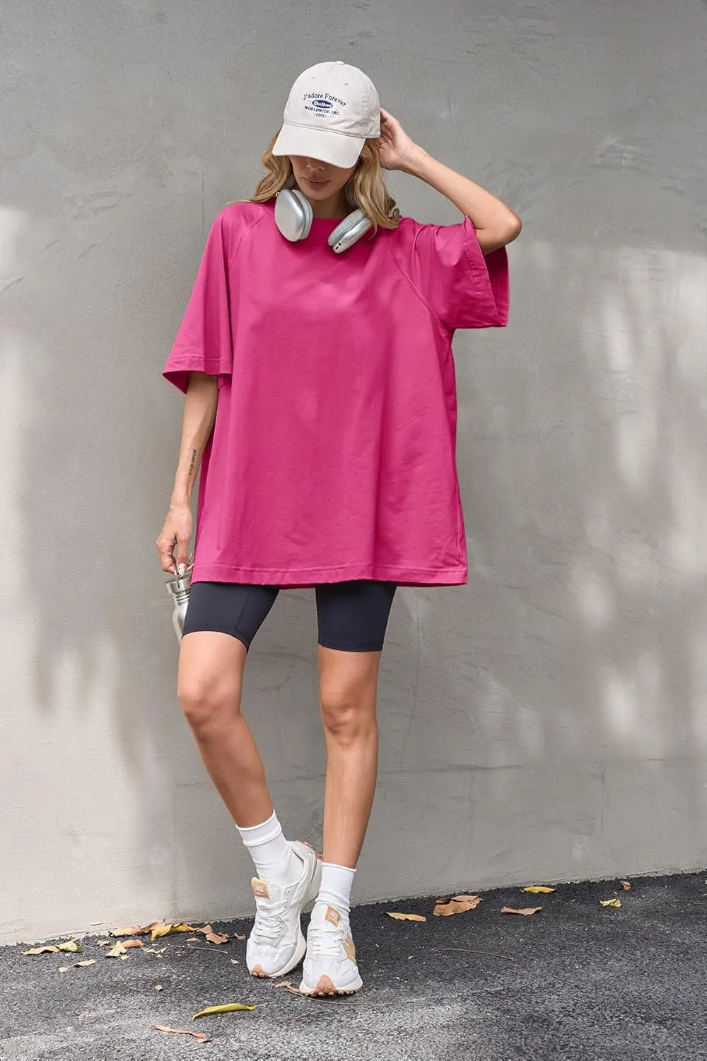 Tankaneo Womens Oversized Tshirts Crew Neck Short Raglan Sleeve Tunic Tops Summer Casual Loose Fit Workout Tee Shirts