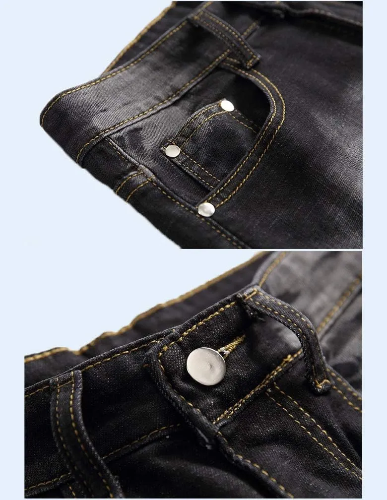 Tebreux Men's Ripped Short Jeans Distressed Classic Fit Denim Shorts Vintage Summer Pants