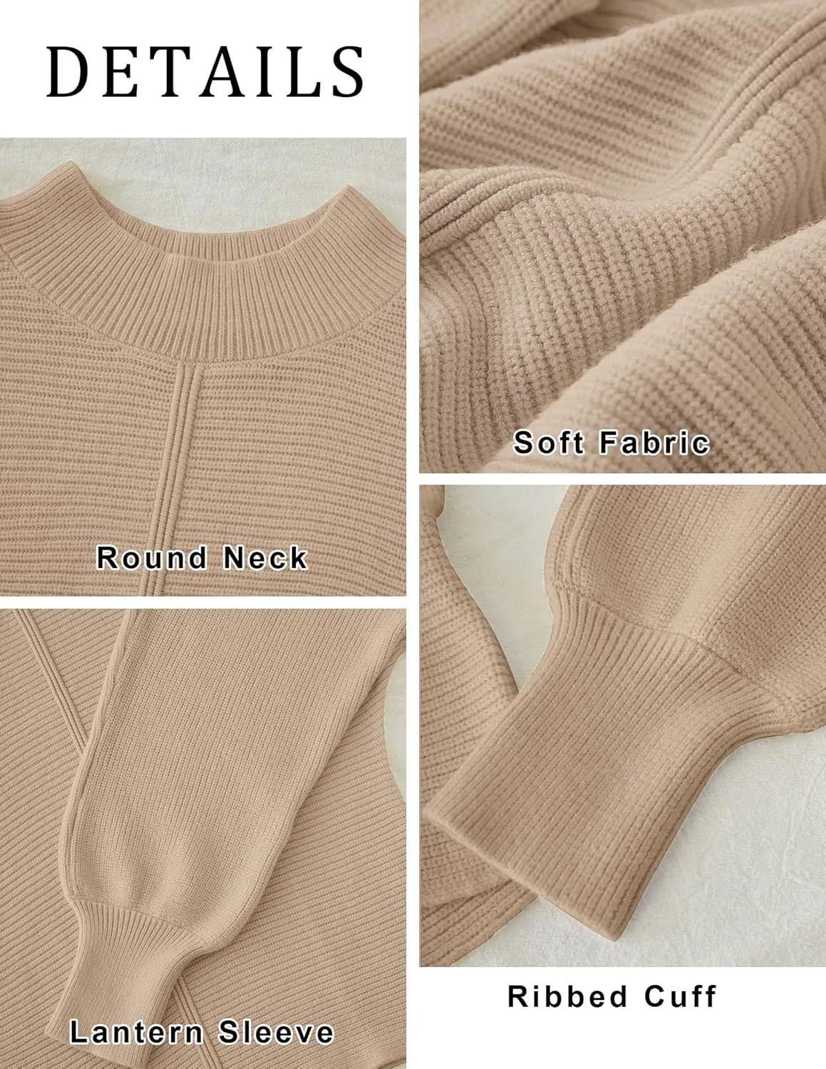 TECREW Women's Batwing Long Sleeve Crew Neck Pullover Sweater Soft Ribbed Knit Sweater Top