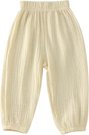 Toddler Girls Cotton Pants Elastic Waist Solid Color Bloomers Trousers Kids Casual Summer Jogging Sweatpants