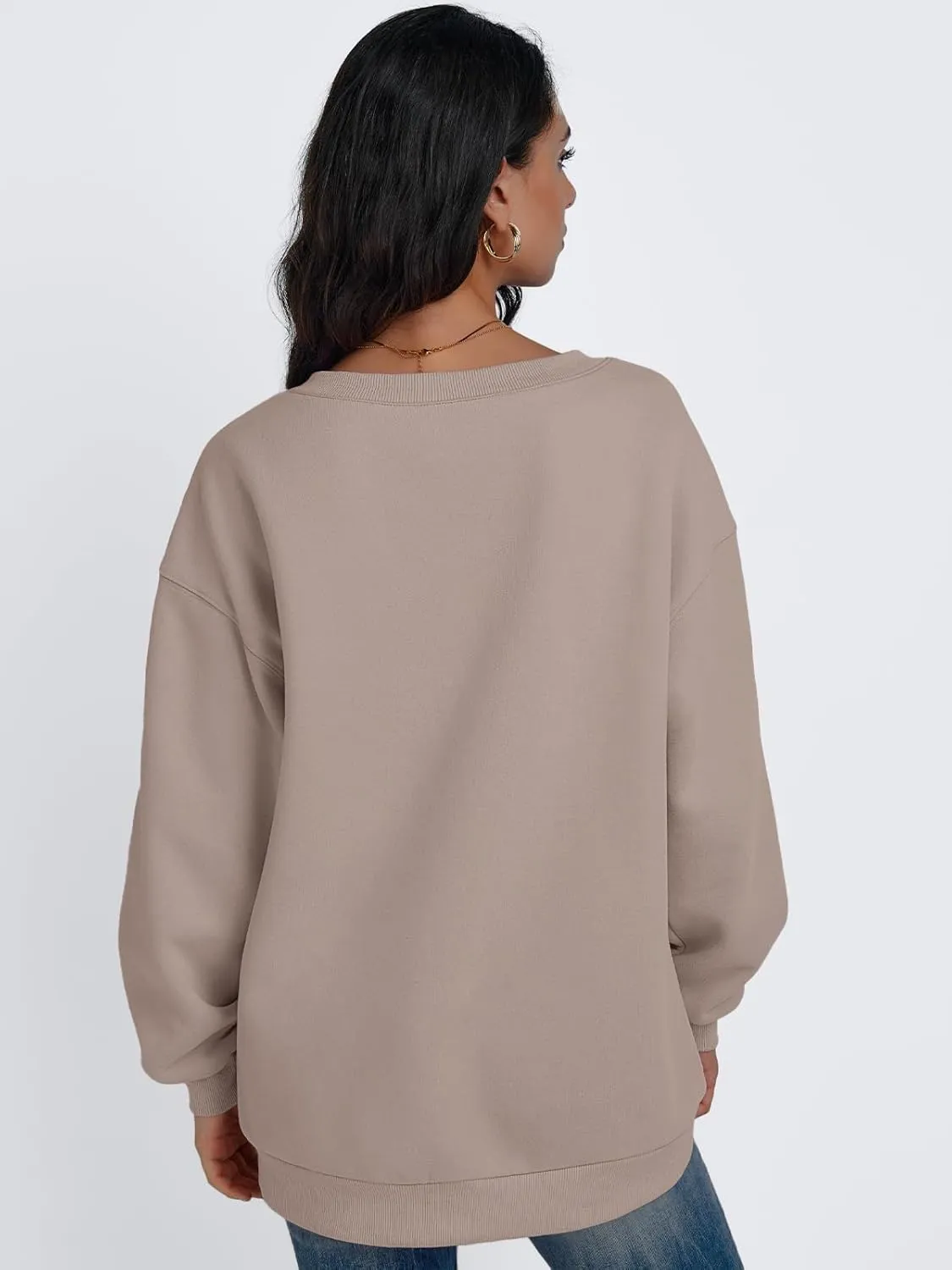 Trendy Queen Womens Oversized Sweatshirts Hoodies Fall Fashion 2024 Outfits Winter Clothes Sweaters Preppy V Neck Teen Girls