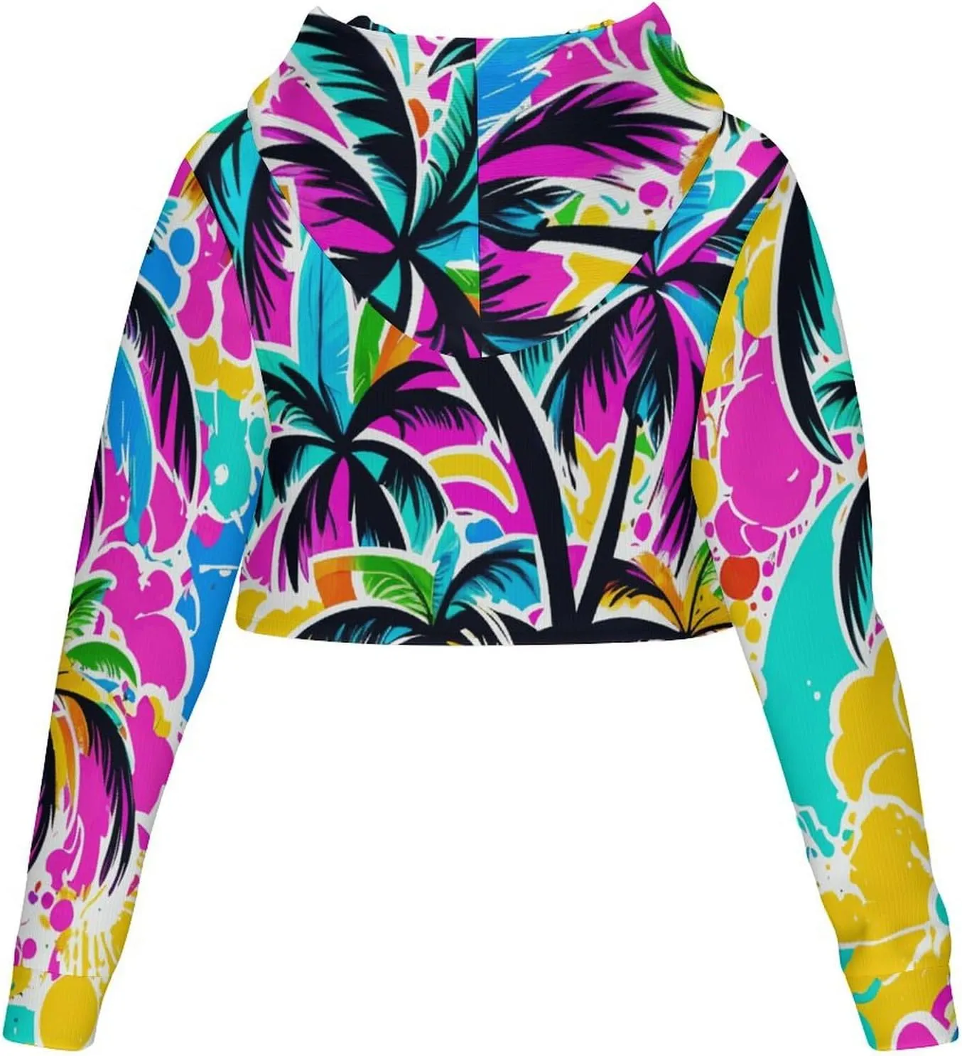 Tropical Palm-trees Womens Cropped Hoodie Crop Top Sweatshirts for Women Pretty Cropped Sweater