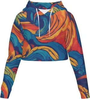 Tropical Palm-trees Womens Cropped Hoodie Crop Top Sweatshirts for Women Pretty Cropped Sweater