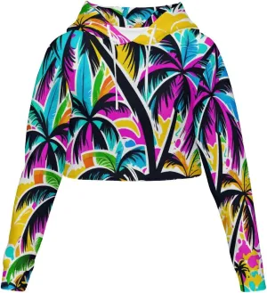Tropical Palm-trees Womens Cropped Hoodie Crop Top Sweatshirts for Women Pretty Cropped Sweater