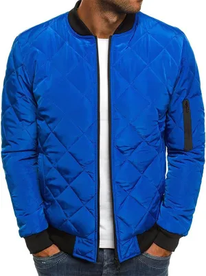 utcoco Mens Quilted Jacket Stand Collar Zip Up Casual Lightweight Down Jacket Winter Coat