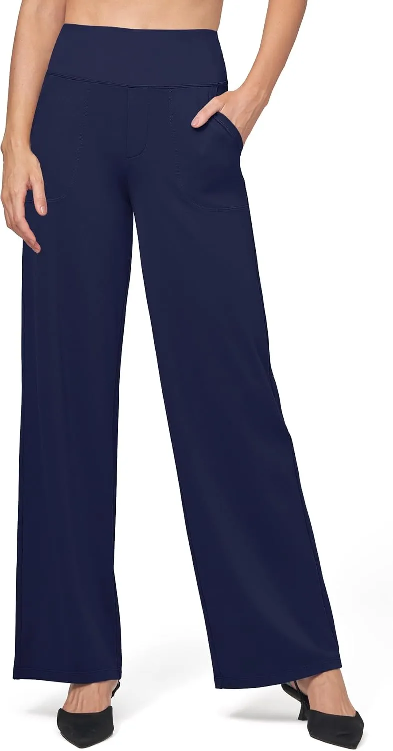 Willit Women's Yoga Pants Wide Leg Dress Work Pants Stretch Casual Pants Slacks with Pockets High Waist 28" 30" 32"