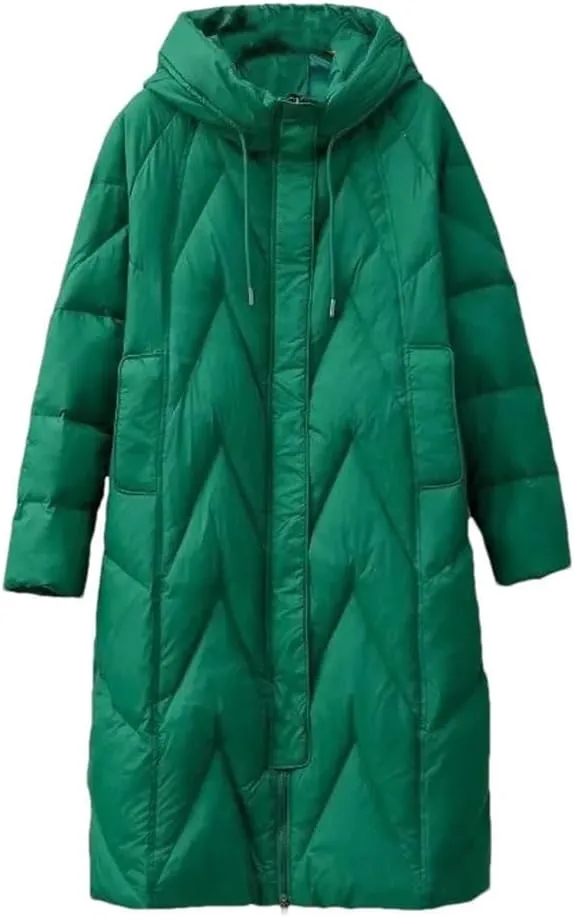 Winter Down Jacket For Women Fashion Loose Long Coat Hooded Puffer Parkas