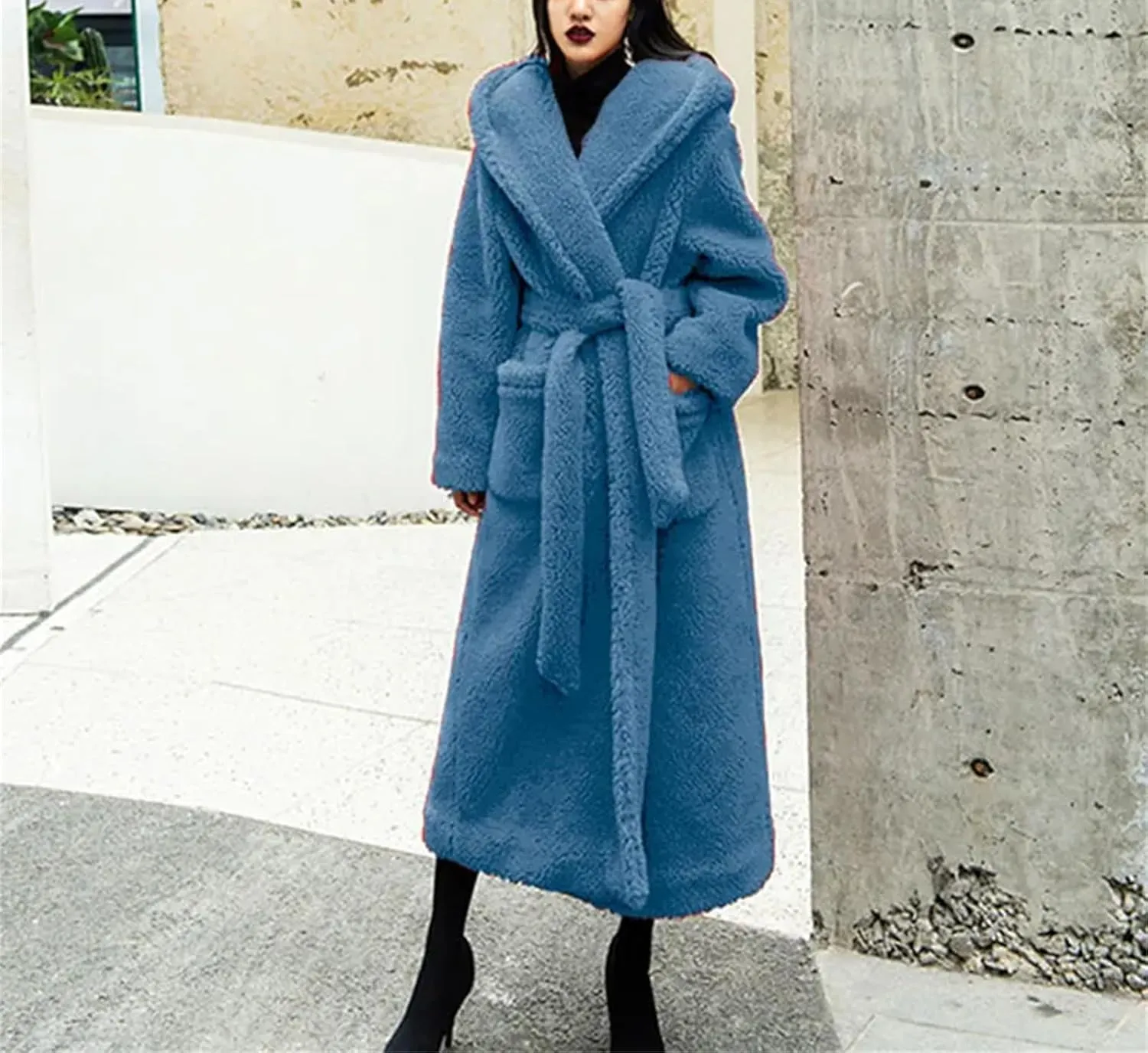 Winter Plush Faux Coat Women Parka Wool Jacket Casual Large Size Long Jacket Female Thick Warm Hooded Outwear