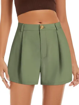 Wkior Shorts for Women Summer Elastic High Waisted Business Casual Work Shorts with Pockets
