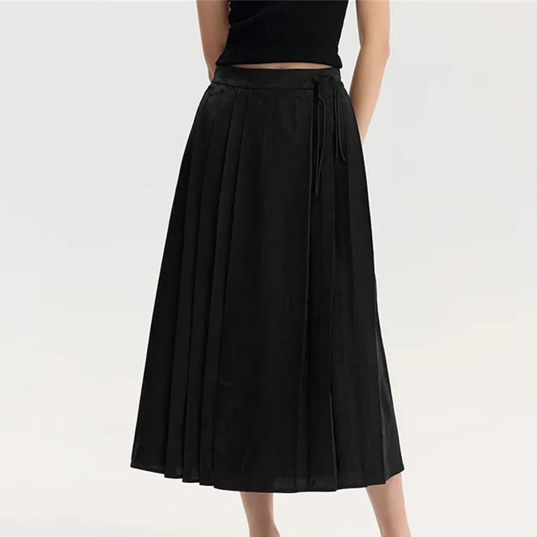 Women Button Texture Fashion Floral Style Textured Horse Face Skirt