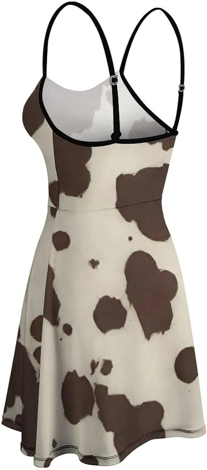 Women Girls U-Neck Sleeveless Flared Midi Dress for Party Holiday Beach