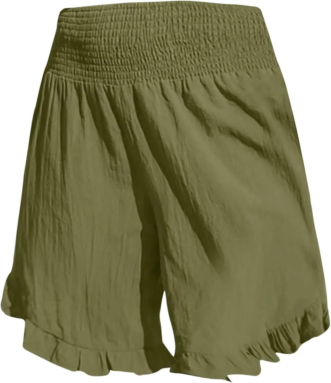 Women High Waisted Ruffle Hem Shorts Stylish Active Activities Loose Fit Casual Wear Pant Beach Boho Flowy Yoga Short