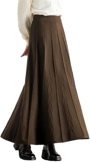 Women Knitted Skirts Summer Spring High Waist A-Line Long Skirt
