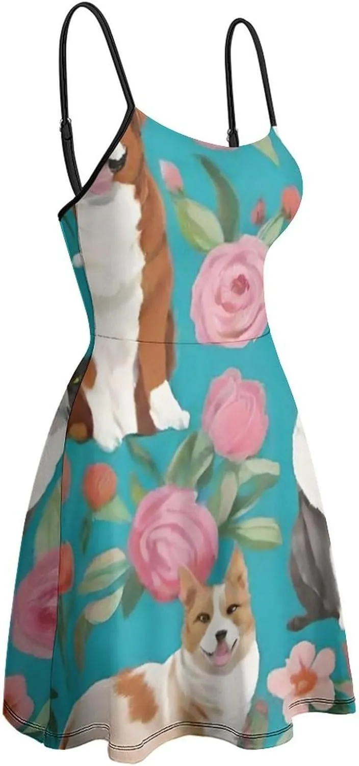 Women Ladies Casual Summer Flared Midi Dress for Vacation Party Wedding