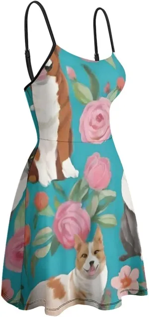 Women Ladies Casual Summer Flared Midi Dress for Vacation Party Wedding