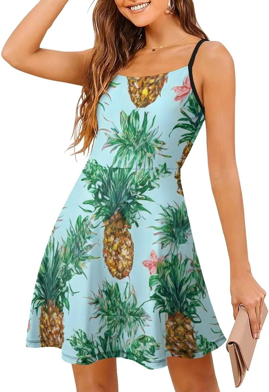 Women Ladies Sleeveless Midi Tank Dress for Vacation Party Wedding