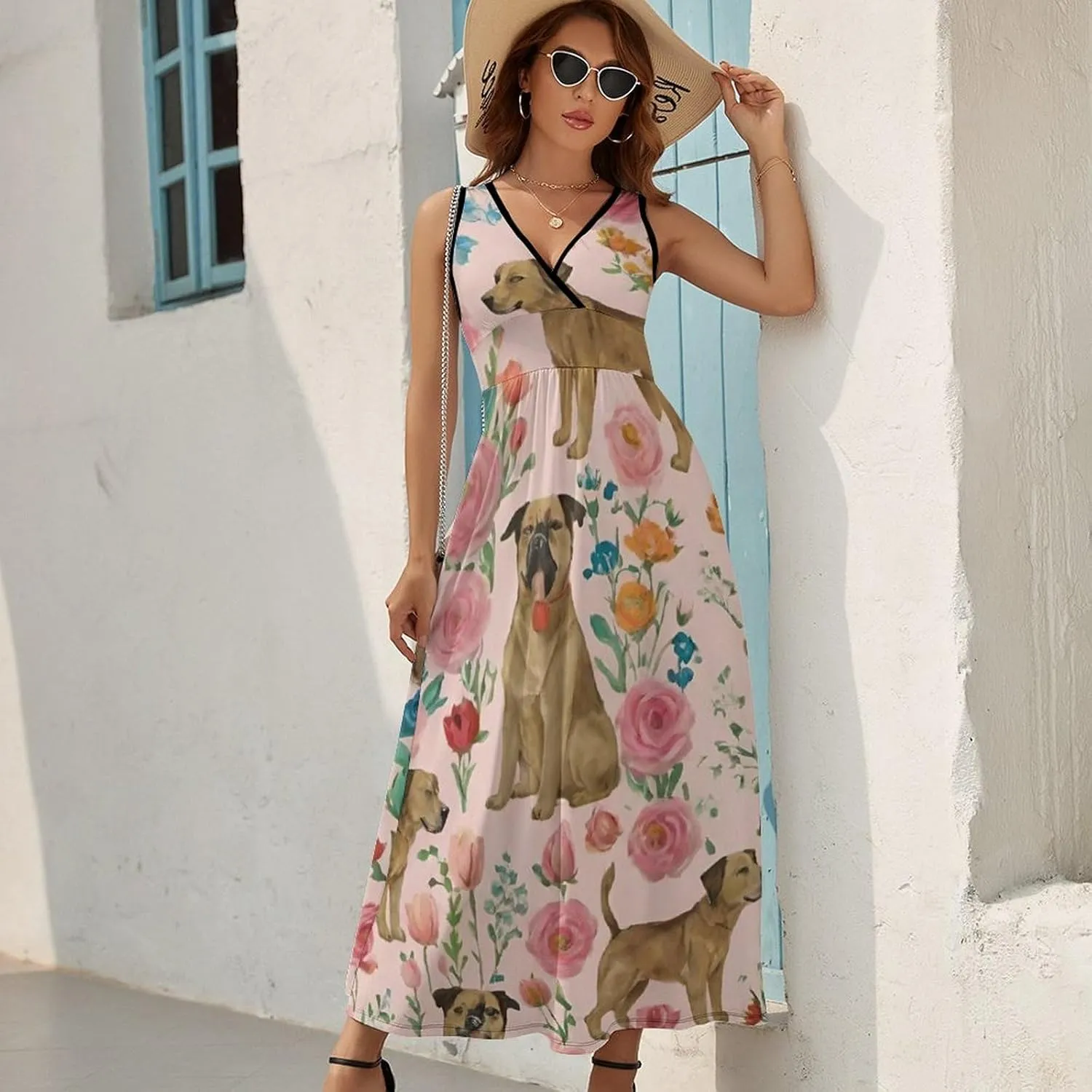 Women Ladies Sleeveless Midi Tank Dress for Vacation Party Wedding