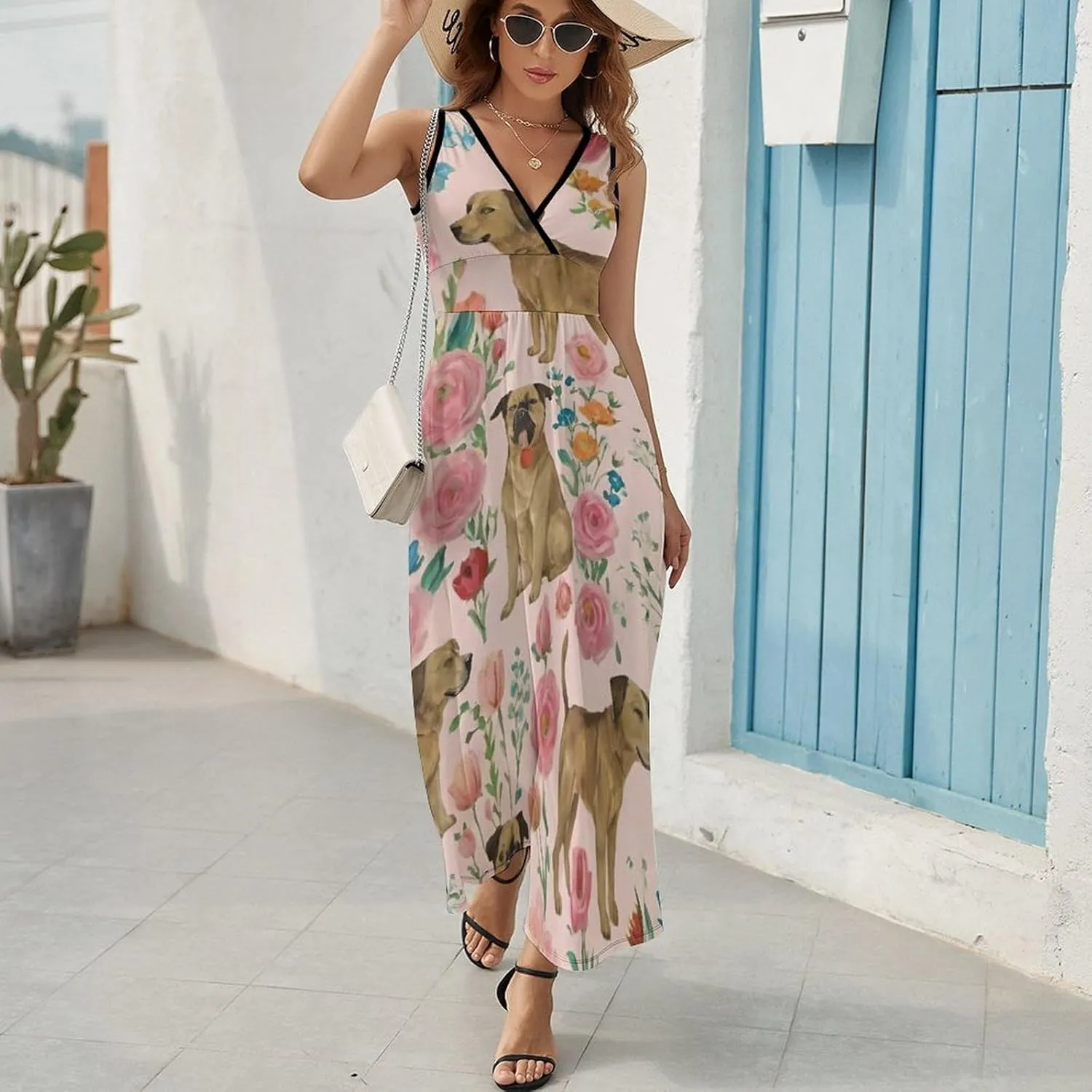 Women Ladies Sleeveless Midi Tank Dress for Vacation Party Wedding