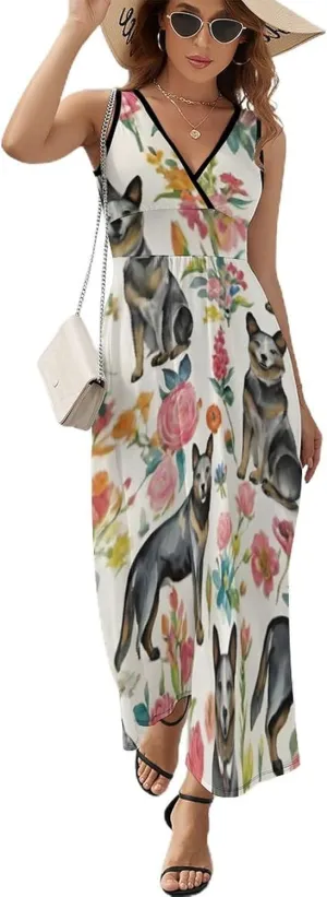 Women Ladies Sleeveless Midi Tank Dress for Vacation Party Wedding