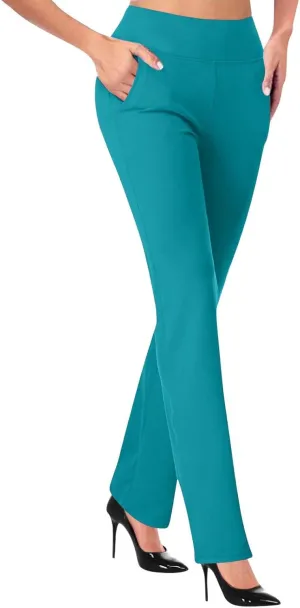 Women Office Work Dressy Pants Stretch High Waist Tummy Control Slim Fit Tight Trouser Trendy Solid Flowy Casual Pant