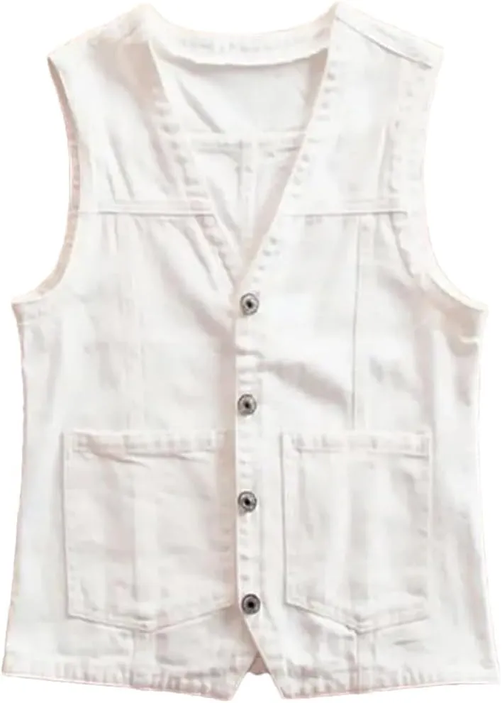 Women Spring Summer Sleeveless Jeans Denim Vest Button Down Waistcoat Vests Tops