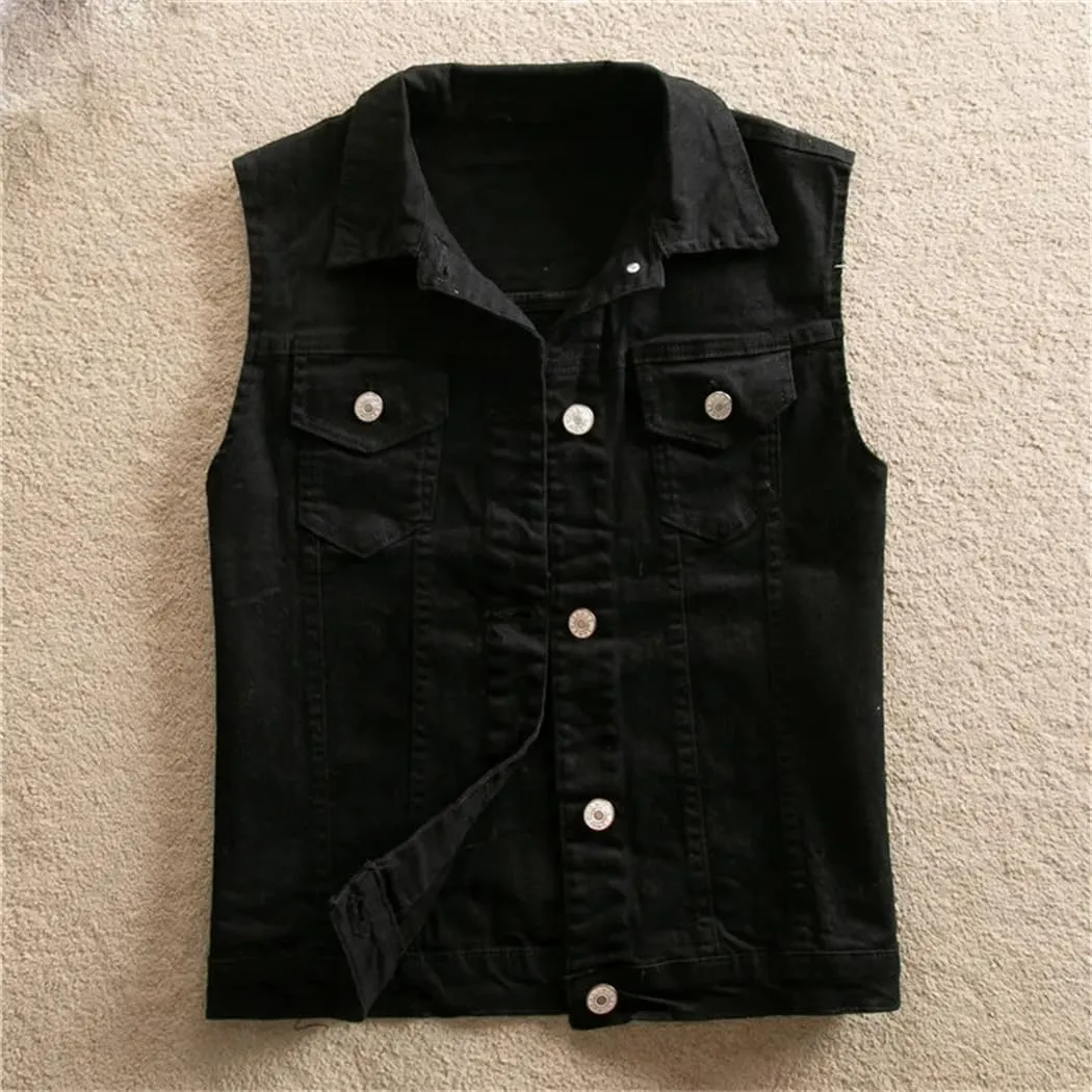Women Spring Summer Sleeveless Jeans Denim Vest Button Down Waistcoat Vests Tops