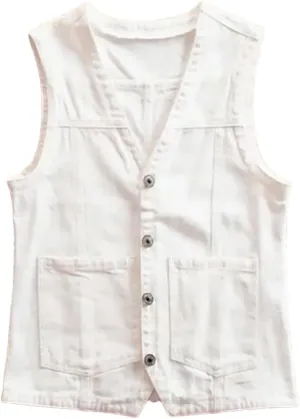 Women Spring Summer Sleeveless Jeans Denim Vest Button Down Waistcoat Vests Tops