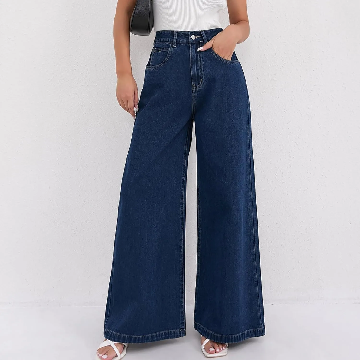 Women Wide Leg Jeans Casual Baggy Stretchy Bootcut Boyfriend Denim Pants Trendy High Waisted y2k Long Trousers