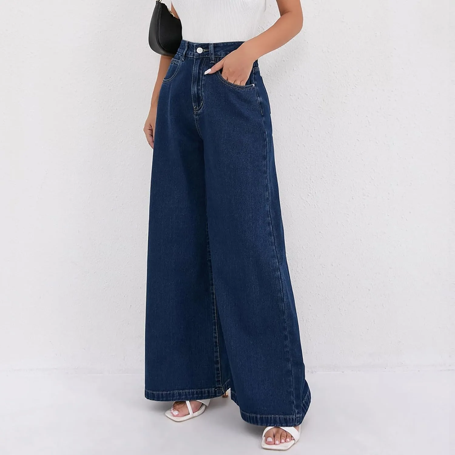 Women Wide Leg Jeans Casual Baggy Stretchy Bootcut Boyfriend Denim Pants Trendy High Waisted y2k Long Trousers