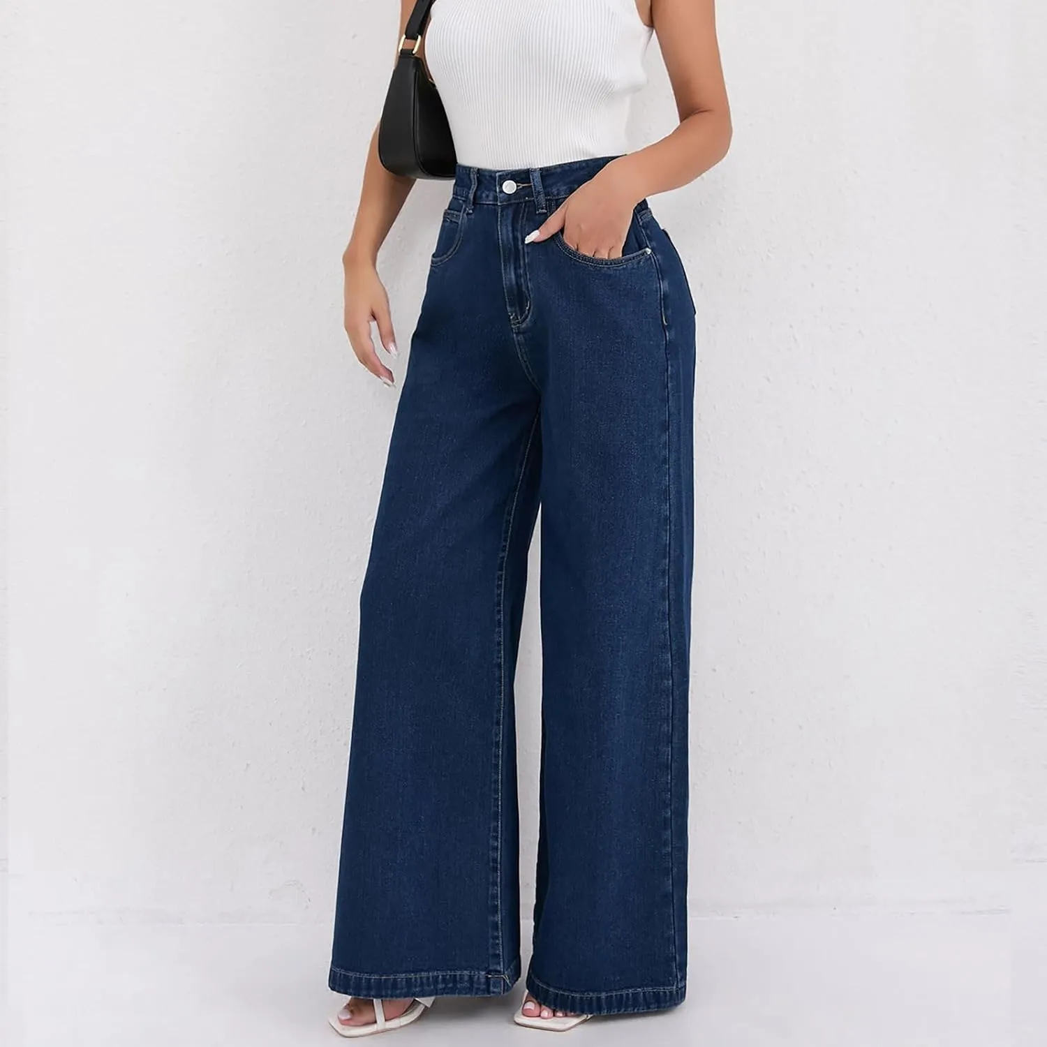 Women Wide Leg Jeans Casual Baggy Stretchy Bootcut Boyfriend Denim Pants Trendy High Waisted y2k Long Trousers